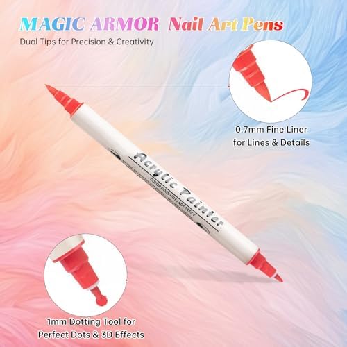 Magic Armor nail art markers displaying fine and dotting tips