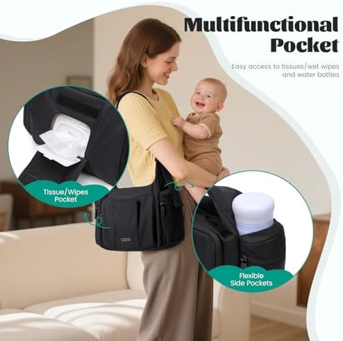 Golf Quality 14L Puffer Diaper Bag Tote styled with stroller hooks