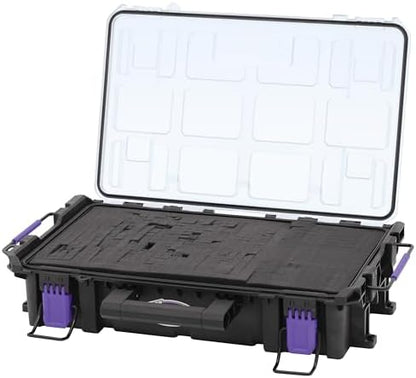 Weaver Livestock heavy duty grooming box top view highlighting the clear transparent tightly sealed lid
