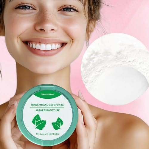 QIANCAOTANG 24-hour moisture protection body powder for anti-chafing and skin soothing.