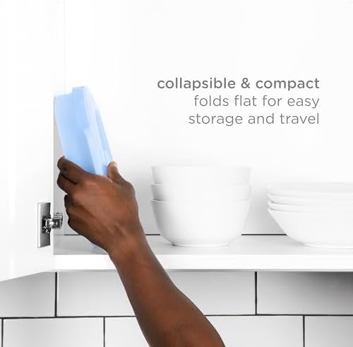 Ubbi 3-in-1 silicone container being used as a convenient kitchen wash basin to clean newborn feeding accessories.