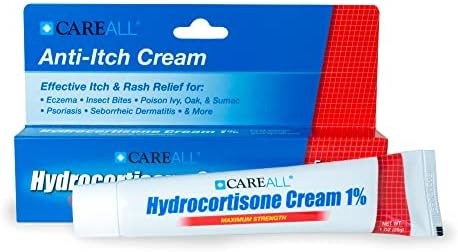 Packaging details of CareAll hydrocortisone 1% pack of 3 for first aid.