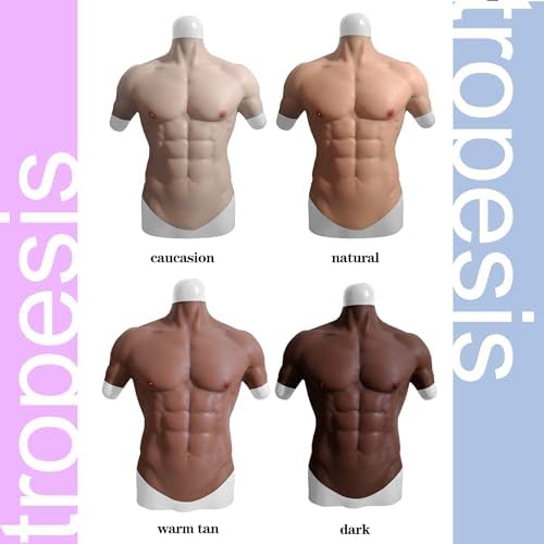 Side angle of the male chest vest showcasing skin texture and muscle thickness