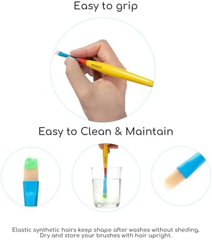 Premium nylon bristle artist brushes for kids washable paint crafts