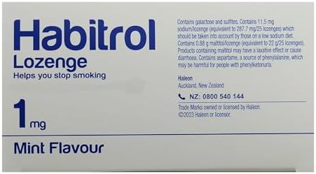 Close up of Habitrol 1mg sugar free nicotine lozenges for craving relief