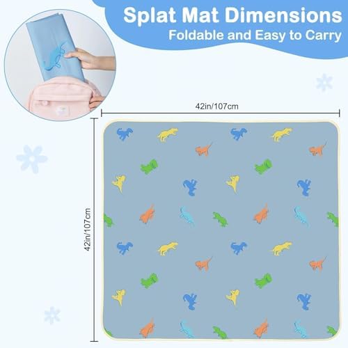 BeBeJoJo water resistant square floor protector mat catching dropped food under a high chair to prevent stains
