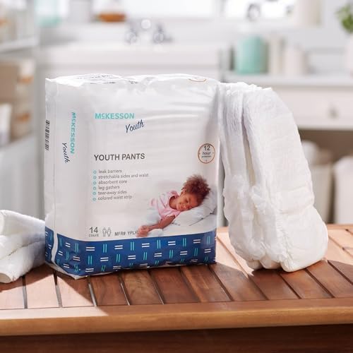 McKesson Pediatric Incontinence Pants side profile view highlighting the comfortable three hundred sixty degree stretch.