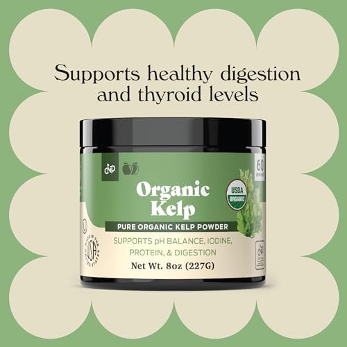 Raw seaweed supplement powder in an 8 Ounce jar for thyroid health and natural iodine support.
