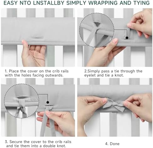 Generic nursery crib rail guard set including one long and two short pieces