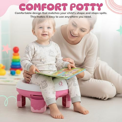 Top view of travel potty with lid closed
