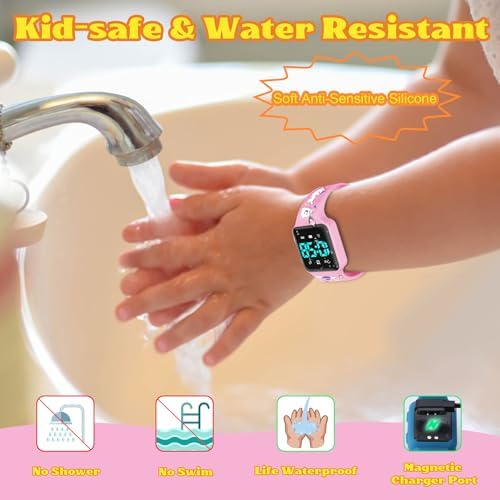Toddler wearing the Vtaige potty training watch on wrist