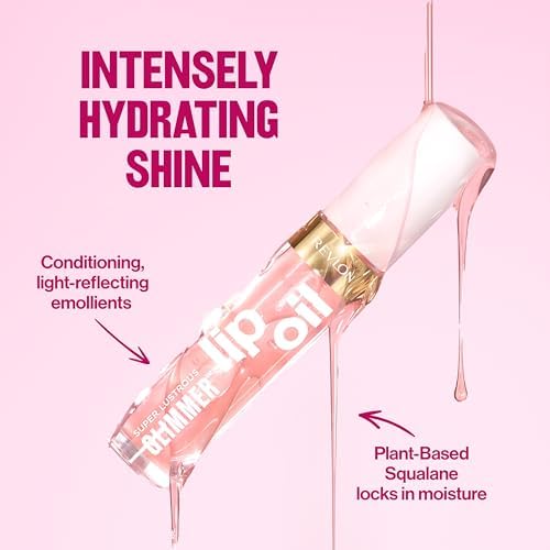 REVLON Super Lustrous Glimmer Lip Oil, Moisturizing & Tinted, Shiny Finish, Made with Plant-Based Squalane, 007 Posh Peach, 0.13 fl oz - Image 6