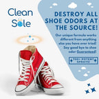 Extra strength shoe deodorizer spray with essential oils for gym sneakers.