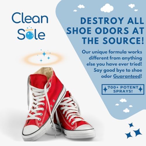 Extra strength shoe deodorizer spray with essential oils for gym sneakers.
