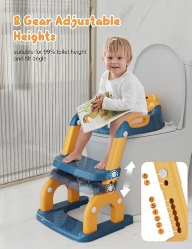 Bonbay toddler toilet seat attachment showing the non slip ladder step and safety handles