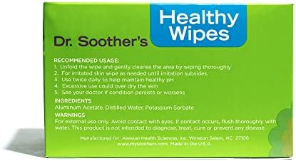 Dr. Soother's Healthy Wipes packaging showing pH balanced label
