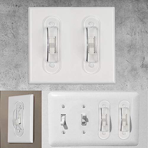 Close up of clear plastic toggle switch protector