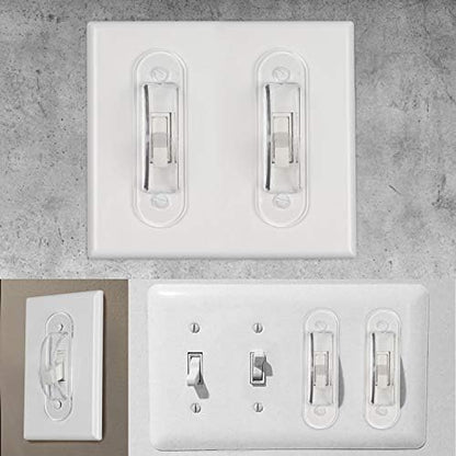 Close up of clear plastic toggle switch protector
