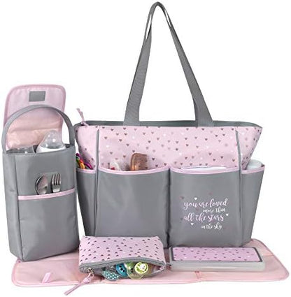 Interior view of Baby Essentials diaper bag showing pocket organization