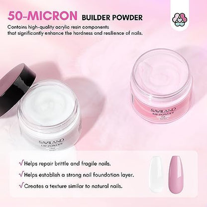 Close up of the non toxic professional dip powder texture for repairing broken nails