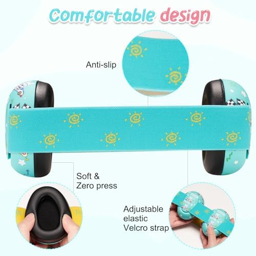 Side profile of sensory friendly baby ear defenders with soft pressure free padding