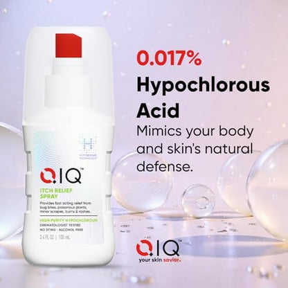 QIQ skincare soothing spray mist being applied to calm red irritated skin