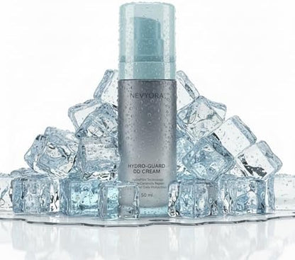 Side view of the authentic NEVYORA Daily Defense cream detailing the HydraFilm and micro-ceramide benefits.