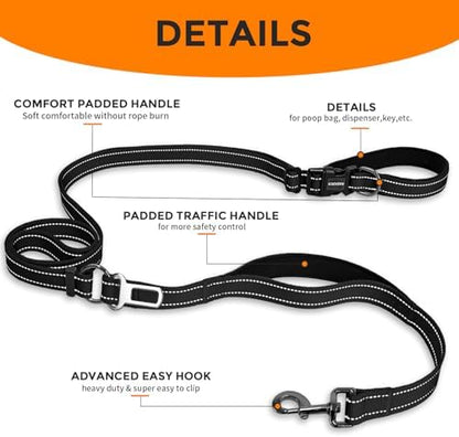 Close up view of the dual padded handles on the Kazazoo heavy duty dog leash.