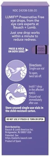 Authentic USA imported LUMIFY preservative free brimonidine tartrate ophthalmic solution.