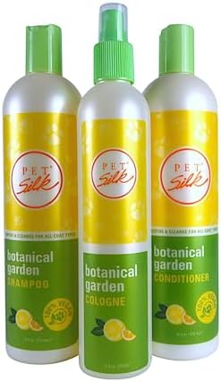 Premium imported pet shampoo infused with lemon verbena for dog coat care.