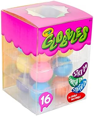 Assorted colorful Crayola fidget balls stacked together highlighting their residue-free sticky texture.