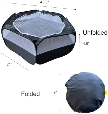Small Animal Playpen with Zippered Mesh Cover - Portable Foldable Chicken Brooder Box, Indoor Outdoor Enclosure for Guinea Pigs, Bunny, Rabbits, Ferrets, Chinchillas, Kittens (Black) - Image 4