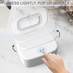 Portable baby wipes case showing sealing mechanism