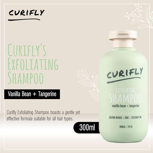 Close up of Curifly natural exfoliating shampoo branding