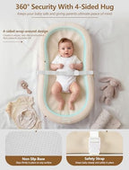 Side perspective of the cushioned foam nursery changing pad resting on a wooden dresser top.