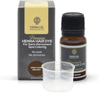 Parallel Products henna hair dye bottle alongside the included plastic mixing dish for root touch ups
