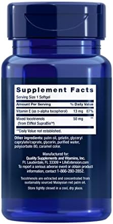 Life Extension Super Absorbable Tocotrienols supplement facts nutritional label