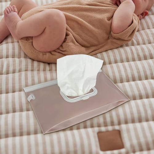 Two pack travel baby wipe containers in blush pink and cream