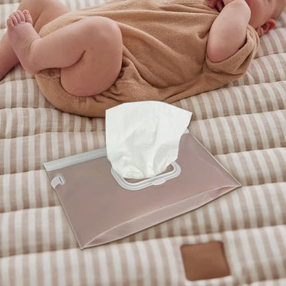 Two pack travel baby wipe containers in blush pink and cream