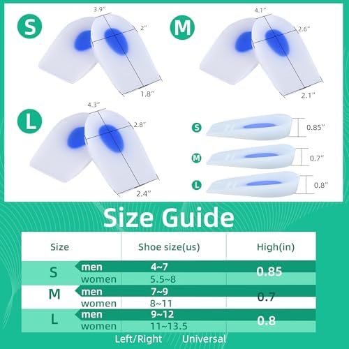 Side profile of medium sized gel heel cups demonstrating the ergonomic cushioning thickness.