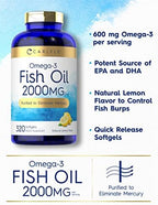 Carlyle fish oil softgels label highlighting lemon flavor and purity