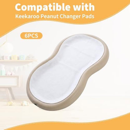 6 Pcs Changing Pad Liner, Compatible with Keekaroo Peanut Changer, Quilted Thicker Non-Slip Reusable Machine Washable Waterproof Changing Table Liners, White - Image 3