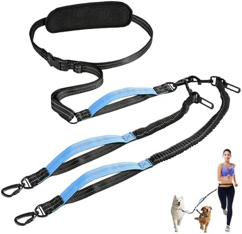 Double waist leash for dog walking showing detachable padded waist belt