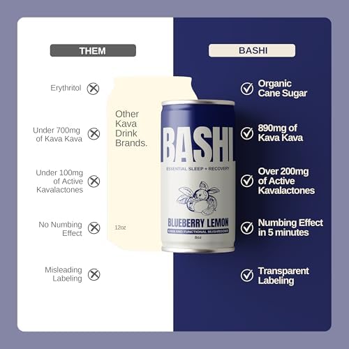 Bashi kava root extract beverage pack highlighting magnesium and adaptogen infusions for recovery