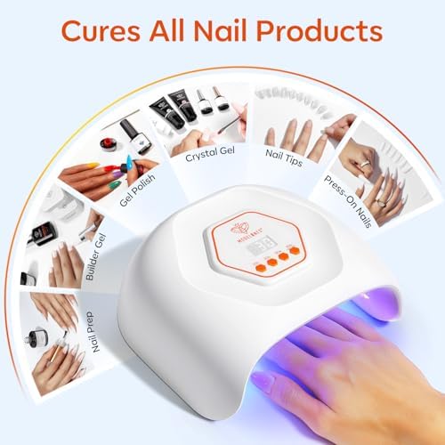 Modelones white nail dryer demonstrating the four different timer buttons