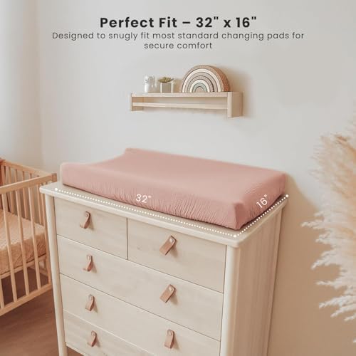 Konssy diaper changing pad cover stretched over a standard nursery pad