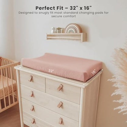 Konssy diaper changing pad cover stretched over a standard nursery pad