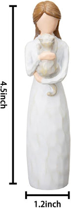 Hand-painted resin pet loss sympathy gift for cat mom displayed on a wooden living room mantelpiece