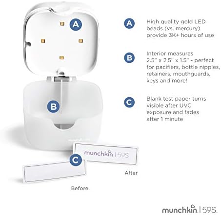 Side profile of Munchkin portable UV sterilizer with carry strap