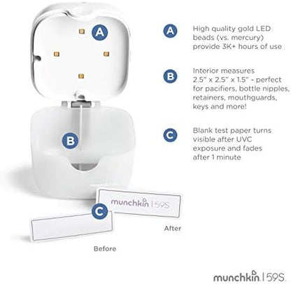 Side profile of Munchkin portable UV sterilizer with carry strap